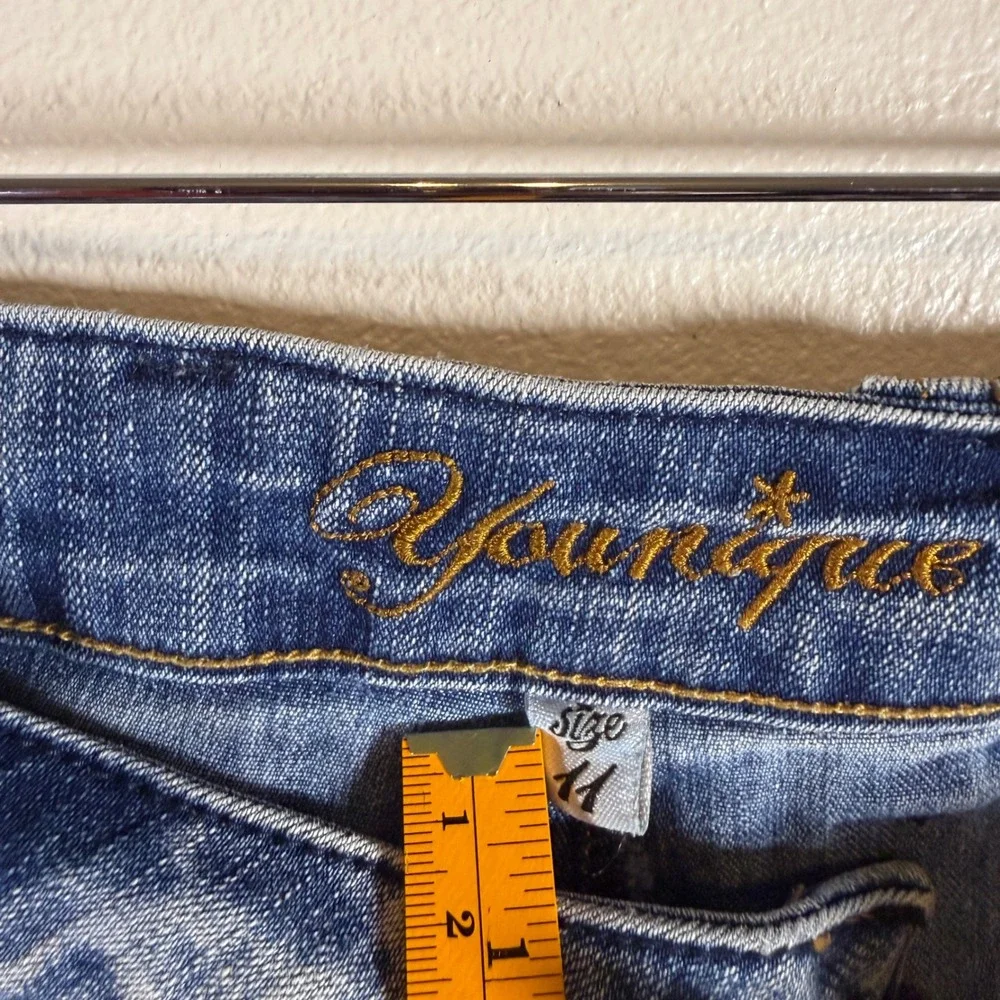 Younique Womens Studded Medium‎ Wash Denim Jeans Blue Size 11 Vintage Y2K